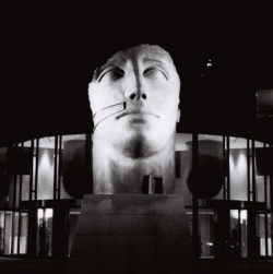 La Défense de nuit : statue